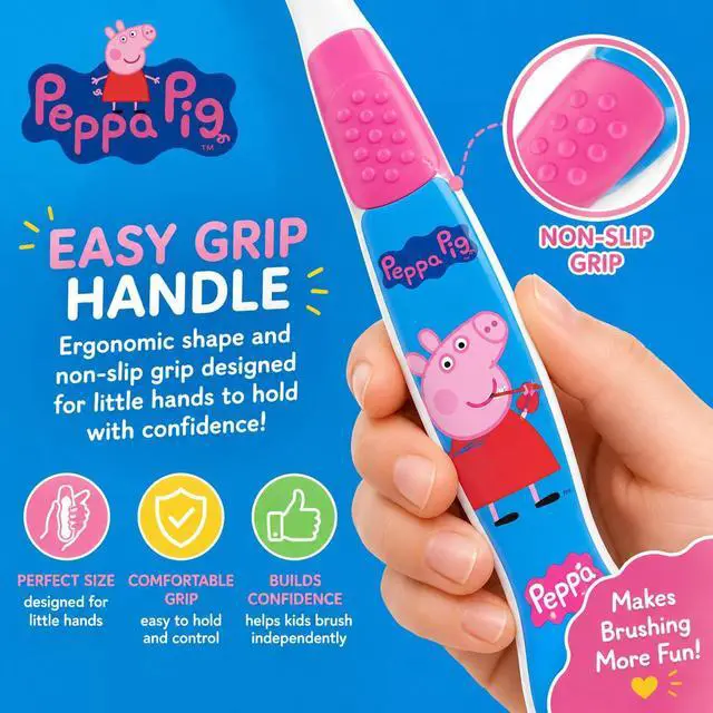 Alt view image 3 of 6 - Peppa Pig Kids Toothbrushes 6 Pack Soft Bristles Ages 2+ Peppa Pig George Pig Mummy Pig Daddy Pig Kids Toothbrush Set Small Head Easy Grip Handle Manual Oral Care