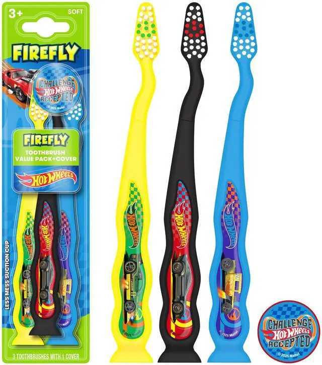 Main image of Hot Wheels Toothbrush Value Pack, Soft Bristle Toothbrush for Kids 3+, 3 Ct