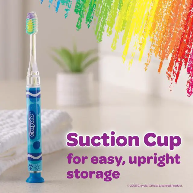Alt view image 2 of 7 - Crayola Timer Light Kids Toothbrush, Soft-Bristled Toothbrush with Suction Cup Base for Ages 3+, 1 Count (Pack of 4)