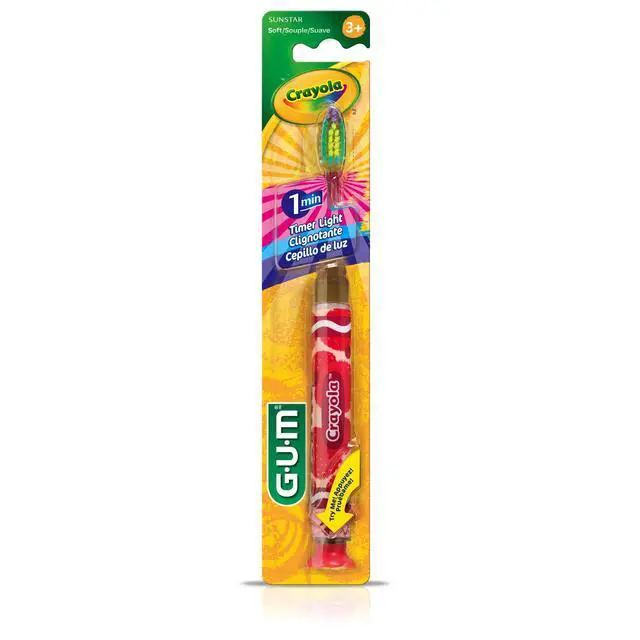 Alt view image 7 of 7 - Crayola Timer Light Kids Toothbrush, Soft-Bristled Toothbrush with Suction Cup Base for Ages 3+, 1 Count (Pack of 4)