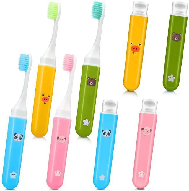 Main image of 8 Pack Soft Travel Toothbrushes Mini Portable Toothbrush with Case Camping Pocket Toothbrush for Home School Business Trip Hiking, 4 Colors
