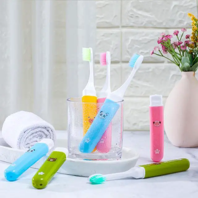 Alt view image 5 of 7 - 8 Pack Soft Travel Toothbrushes Mini Portable Toothbrush with Case Camping Pocket Toothbrush for Home School Business Trip Hiking, 4 Colors