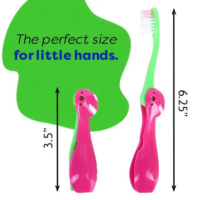 Alt view image 3 of 7 - Kids' Soft Toddler Toothbrush, Gentle Bristles for Home, School, Camp, Sleepovers - Folding Handles for Tiny Hands (3 Pack)