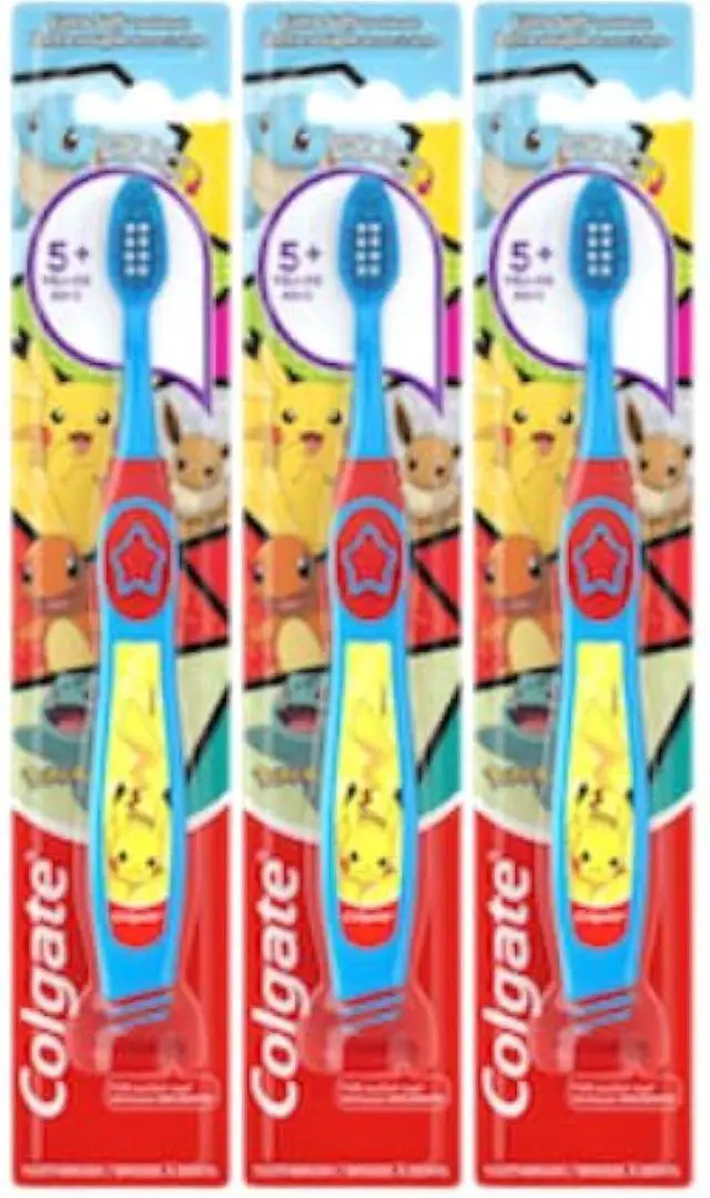 Main image of Pokémon Toothbrush with Suction Cup, for Chiildren 5+ Years Old, Extra Soft (Colors & Characters Vary) - Pack of 3