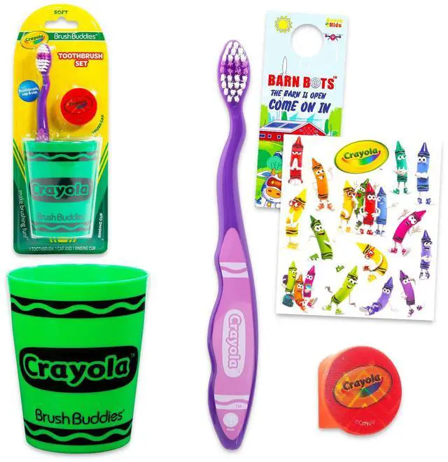 Main image of Toothbrush and Cup Kit for Kids - Bundle with Toothbrush, Rinsing Cup, Cover, Tattoos, and More for Girls, Toddlers | Toothbrush Set (Styles May Vary)