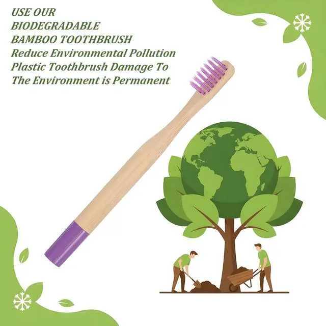Alt view image 6 of 7 - 6 PCS Kids Bamboo Toothbrushes Soft Bristles Natural Wooden Round Handle Tooth Brush Children Toothbrush Individually Wrapped Kids Travel Toothbrushes Set Multicolor