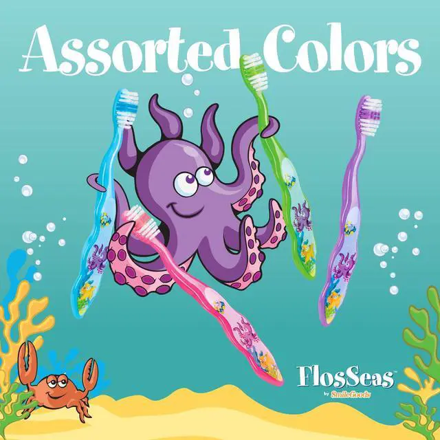 Alt view image 2 of 3 - FlosSeas Child Dental Care Kit, Travel Size Bundle w/Assorted Color Toothbrush, Kids Toothpaste and Flossers, TSA Friendly Kids Oral Care Kit
