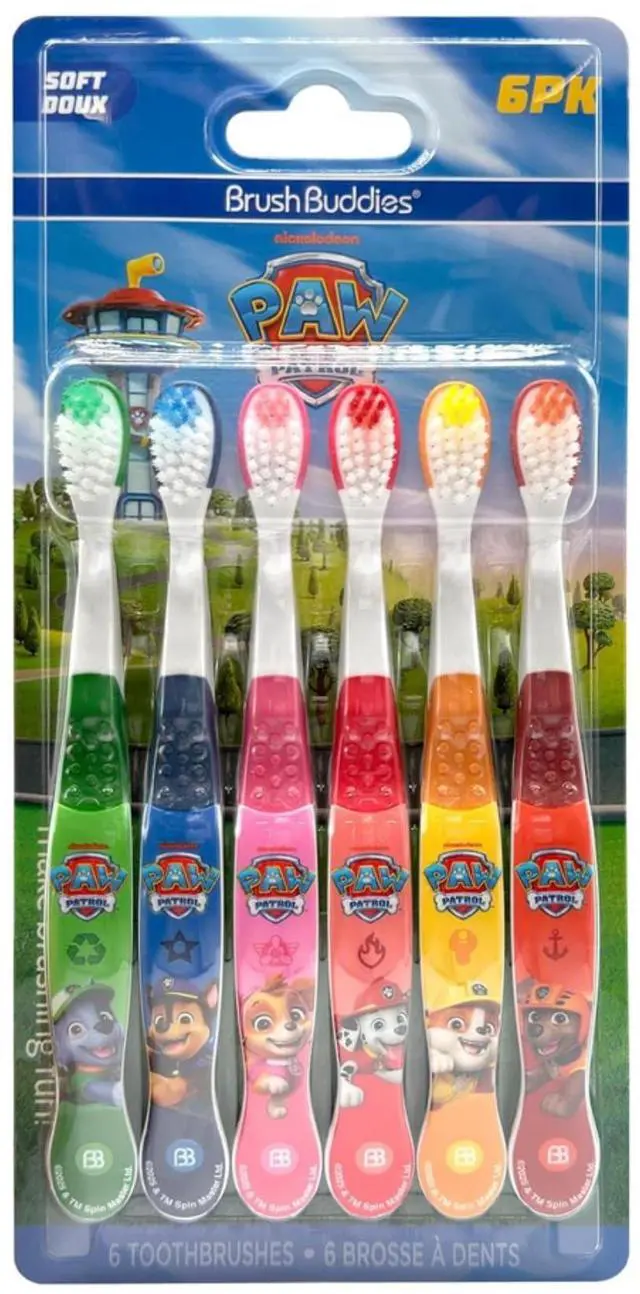 Main image of Paw Patrol Kids Toothbrush Set of 6 Pack Soft Bristle Toothbrushes for Toddlers Ages 2+, Extra Gentle Bristles, Small Head, Easy Grip Handle, Fun Paw Patrol Characters, Kids Oral Care
