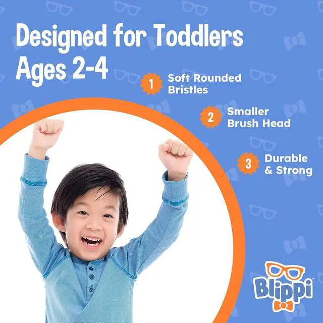Alt view image 5 of 7 - Blippi Kids Toothbrushes 3 Pack, Soft Bristles for Toddlers Ages 2+, Easy Grip Handles, Blue Yellow Orange Toothbrush Set, Fun Blippi Design, Kids Oral Care