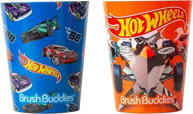 Alt view image 4 of 6 - Hot Wheels Kids Toothbrush Kit for Toddlers Ages 2+ Manual Toothbrushes with Soft Bristles Travel Toothbrush Set with Covers and Rinsing Cups Kids Oral Care Bathroom Set 6 Piece Set