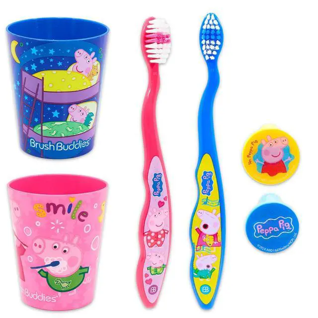 Alt view image 2 of 6 - Toothbrush and Cup Travel Kit for Kids - Bundle with 2 Toothbrushes, 2 Rinsing Cups, 2 Covers, Stickers, and More for Girls, Toddlers | Toothbrush Set (Styles May Vary)