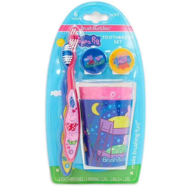 Alt view image 4 of 6 - Toothbrush and Cup Travel Kit for Kids - Bundle with 2 Toothbrushes, 2 Rinsing Cups, 2 Covers, Stickers, and More for Girls, Toddlers | Toothbrush Set (Styles May Vary)