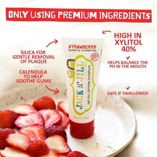 Alt view image 3 of 7 - Natural Certified Kids Toothpaste: Raspberry - Organic Raspberry Flavoring, Gluten Free, Sugar Free, Vegan, 40% Xylitol, BPA Free, Fluoride Free, SLS Free - 1.76 oz (Pack of 1)