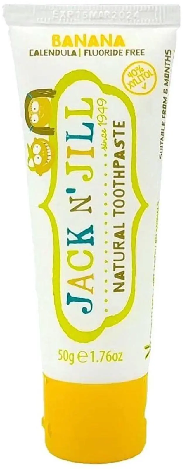 Main image of Natural Certified Kids Toothpaste: Banana - Organic Banana Flavoring, 40% Xylitol, Gluten Free, Vegan, Fluoride Free, SLS Free, Sugar Free - 1.76 oz (Pack of 1)