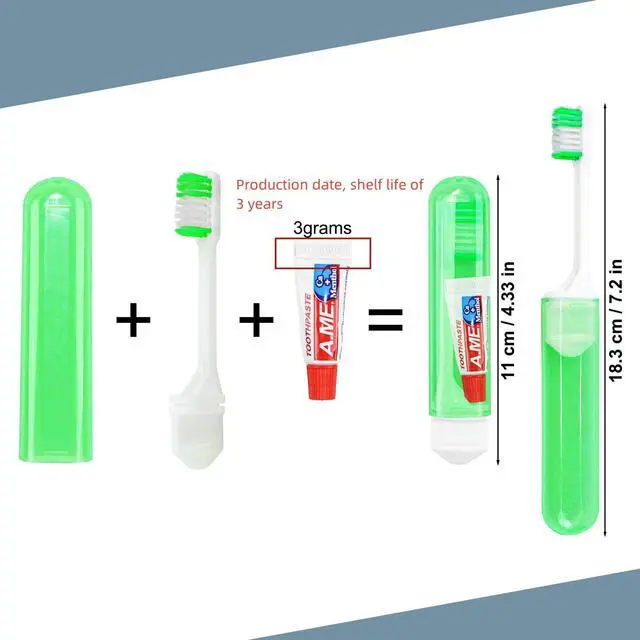 Alt view image 3 of 6 - Traveling Toothbrush and Toothpaste 3gram,Disposable Toothbrushes Mini Toothbrush with Toothbrush Cover,Bulk Toothbrush and Toothpaste,Folding Toothbrushes Camping Toothbrush for Camping,Hiking (10)