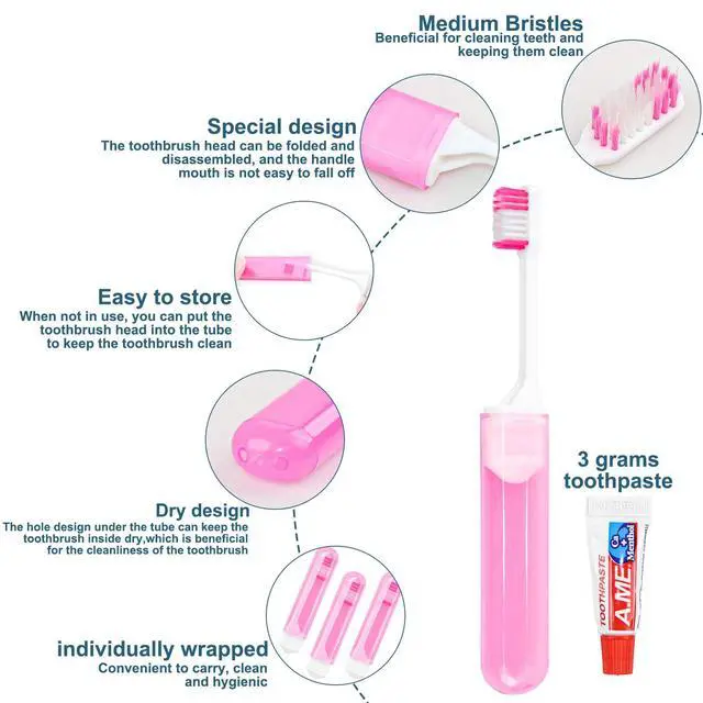 Alt view image 4 of 6 - Traveling Toothbrush and Toothpaste 3gram,Disposable Toothbrushes Mini Toothbrush with Toothbrush Cover,Bulk Toothbrush and Toothpaste,Folding Toothbrushes Camping Toothbrush for Camping,Hiking (10)