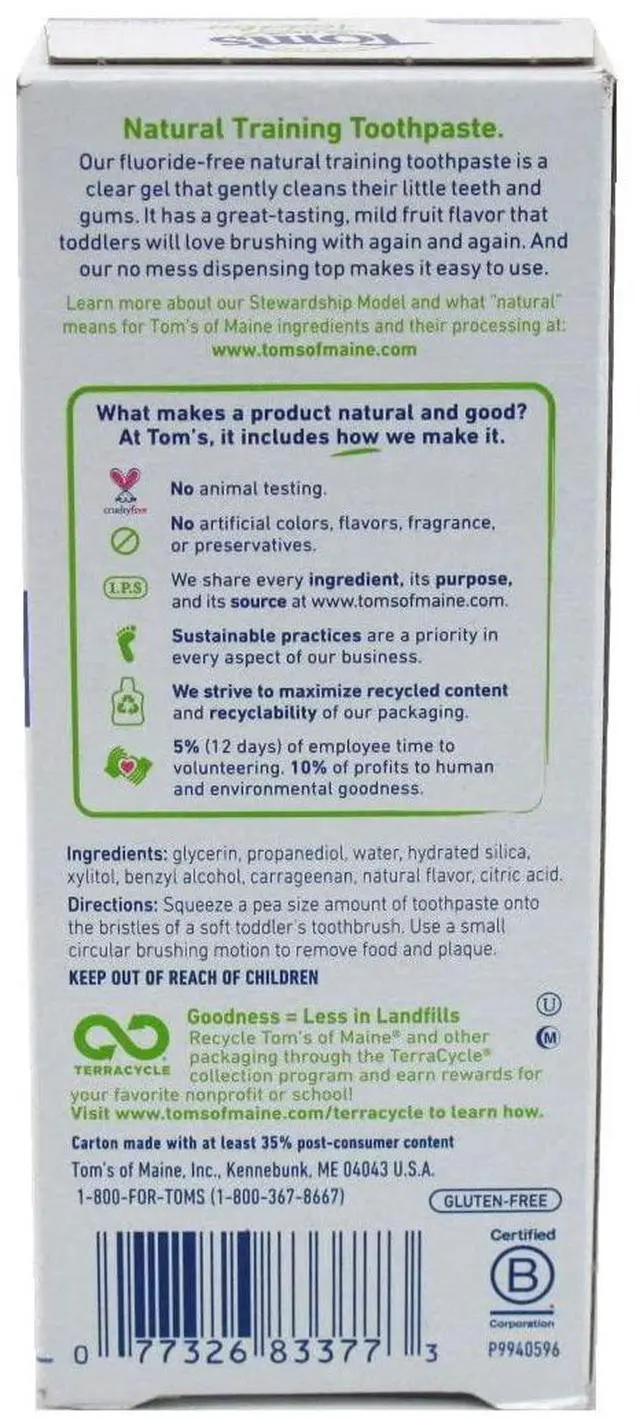 Alt view image 2 of 3 - Flouride Free Children's Toothpaste, Mild Fruit Flavor - 1.75 oz - 2 pk