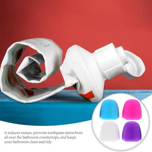 Alt view image 6 of 7 - 4Pcs Self-Closing Toothpaste Caps Silicone Toothpaste Dispensers Leak-Proof Bathroom Supplies for Easy Dispensing