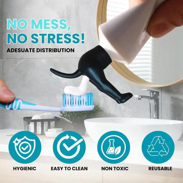 Alt view image 3 of 7 - 6-Piece Set 3 Funny Dog Toothpaste Caps (Silicone Material) + 3 Pcs Squeezer Toothpaste Tubes, Metal Tube Squeezer | Ideal for Toothpaste/Cream | Funny Gifts & Bathroom Accessories