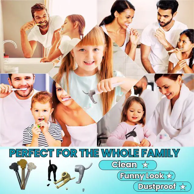 Alt view image 7 of 7 - 6-Piece Set 3 Funny Dog Toothpaste Caps (Silicone Material) + 3 Pcs Squeezer Toothpaste Tubes, Metal Tube Squeezer | Ideal for Toothpaste/Cream | Funny Gifts & Bathroom Accessories