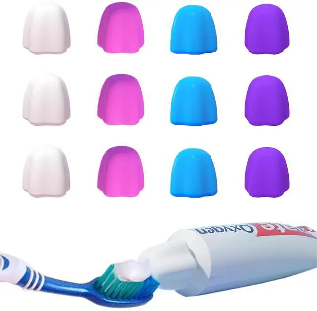 Main image of Toothpaste Lids Self-Sealing Toothpaste Caps, No Waste Dispenser, Easy to Use Food Grade Silicone, Mess Free Toothpaste Squeezer Cap for Kids & Adults, Bathroom Accessories (12)