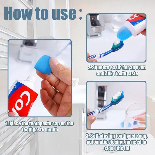 Alt view image 5 of 7 - Toothpaste Lids Self-Sealing Toothpaste Caps, No Waste Dispenser, Easy to Use Food Grade Silicone, Mess Free Toothpaste Squeezer Cap for Kids & Adults, Bathroom Accessories (12)