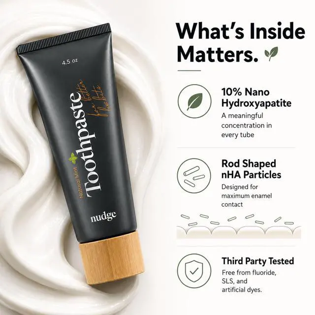 Alt view image 2 of 7 - 10% Nano Hydroxyapatite Toothpaste, Rod-Shaped nHA for Maximum Enamel Contact, Natural Whitening, Fluoride Free & SLS Free,Watermelon, 4.5 oz