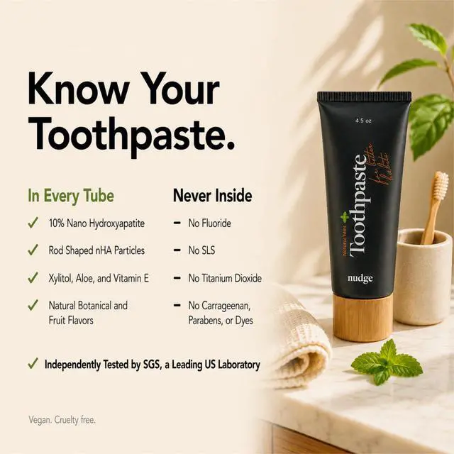 Alt view image 4 of 7 - 10% Nano Hydroxyapatite Toothpaste, Rod-Shaped nHA for Maximum Enamel Contact, Natural Whitening, Fluoride Free & SLS Free,Watermelon, 4.5 oz