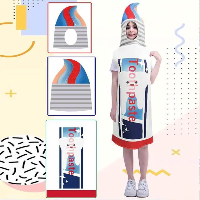 Alt view image 7 of 7 - Kids Toothpaste Costume Cosplay Funny Girl Boy Halloween Costumes (4-7 years old)
