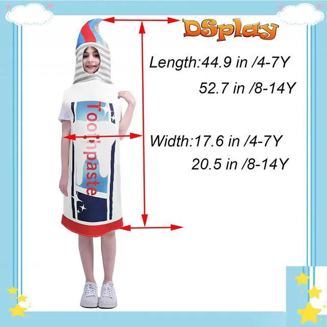 Alt view image 6 of 7 - Kids Toothpaste Costume Cosplay Funny Girl Boy Halloween Costumes (4-7 years old)