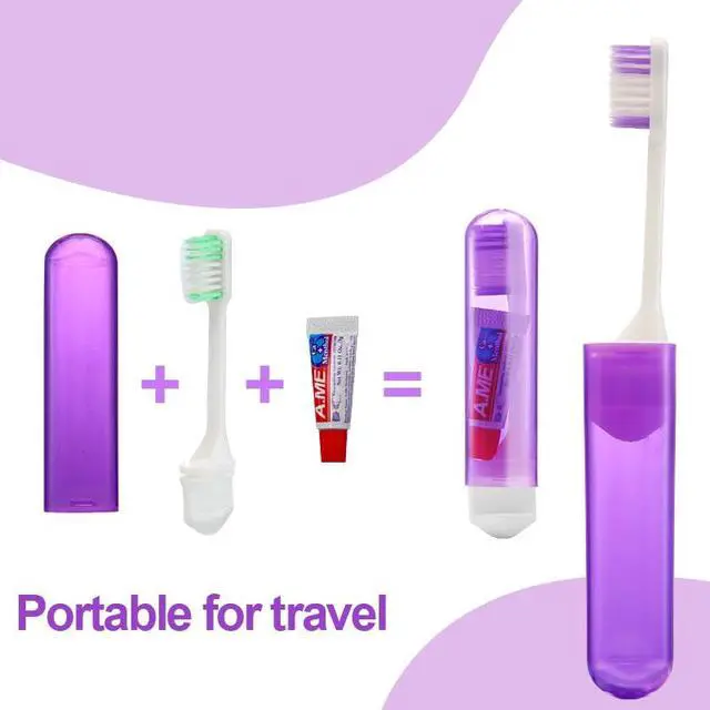 Alt view image 3 of 7 - Travel Toothbrush Set Portable Foldable Toothbrush with Mini Toothpaste Soft Toothbrush for Travel Business Trip Camping Outdoor Activities Individually Packaged with Storage Box(5PCS)