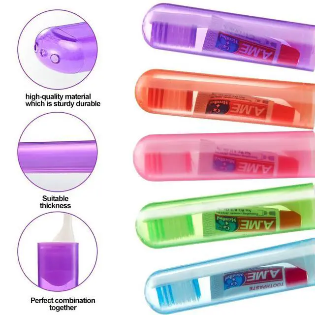 Alt view image 5 of 7 - Travel Toothbrush Set Portable Foldable Toothbrush with Mini Toothpaste Soft Toothbrush for Travel Business Trip Camping Outdoor Activities Individually Packaged with Storage Box(5PCS)