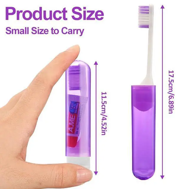 Alt view image 4 of 7 - Travel Toothbrush Set Portable Foldable Toothbrush with Mini Toothpaste Soft Toothbrush for Travel Business Trip Camping Outdoor Activities Individually Packaged with Storage Box(5PCS)
