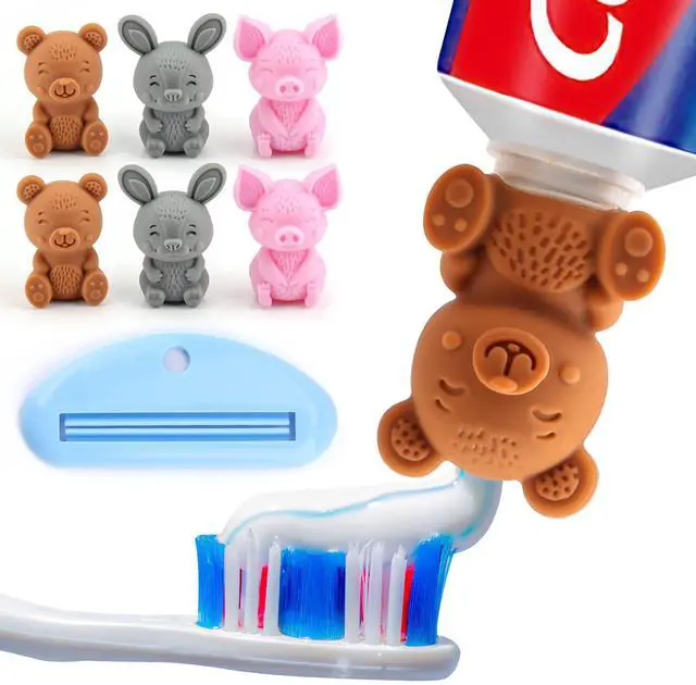 Main image of Self-Closing Toothpaste Caps by - No Waste Cap Dispensers for Kids Bathroom - Mess-Free Toothpaste Lids - Easy to Use, Food Grade Silicone and BPA-Free Toppers
