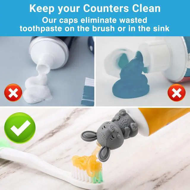 Alt view image 3 of 7 - Self-Closing Toothpaste Caps by - No Waste Cap Dispensers for Kids Bathroom - Mess-Free Toothpaste Lids - Easy to Use, Food Grade Silicone and BPA-Free Toppers