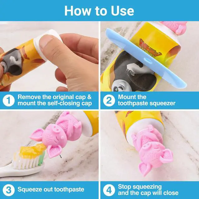 Alt view image 6 of 7 - Self-Closing Toothpaste Caps by - No Waste Cap Dispensers for Kids Bathroom - Mess-Free Toothpaste Lids - Easy to Use, Food Grade Silicone and BPA-Free Toppers