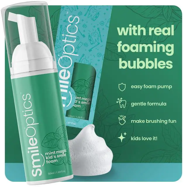 Alt view image 4 of 7 - Mint Magic Kids' Foam SmilePaste - Teeth Whitening Foam Fluoride-Free Toothpaste for Kids - Gentle Foaming Toothpaste Formula for Brighter Smiles - Safe and Effective Oral Care Solution