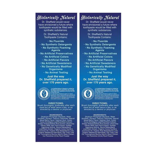 Alt view image 5 of 6 - Certified Natural Toothpaste (Mixed Berry) - Great Tasting, Fluoride Free Toothpaste/Freshen Your Breath, Whiten Your Teeth, Reduce Plaque (2-Pack)