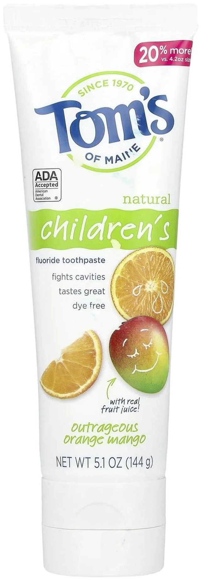 Main image of Natural Kid's Fluoride Toothpaste, Outrageous Orange Mango, 5.1 oz.