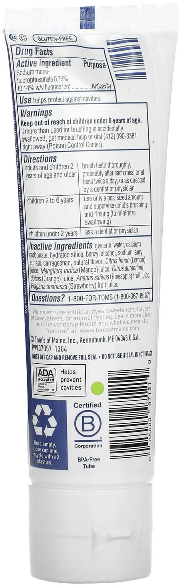 Alt view image 3 of 4 - Natural Kid's Fluoride Toothpaste, Outrageous Orange Mango, 5.1 oz.