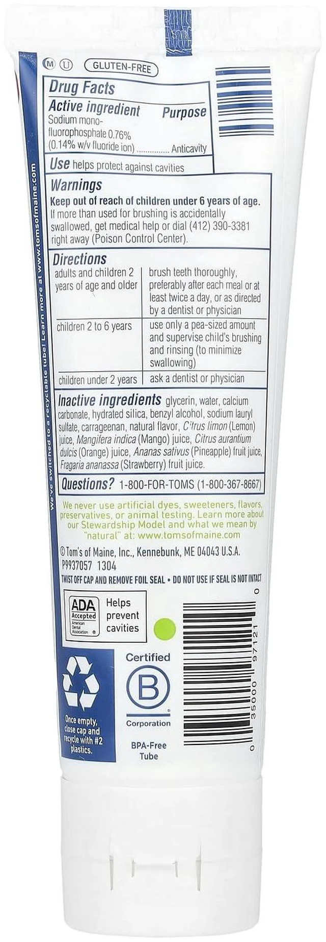 Alt view image 2 of 4 - Natural Kid's Fluoride Toothpaste, Outrageous Orange Mango, 5.1 oz.