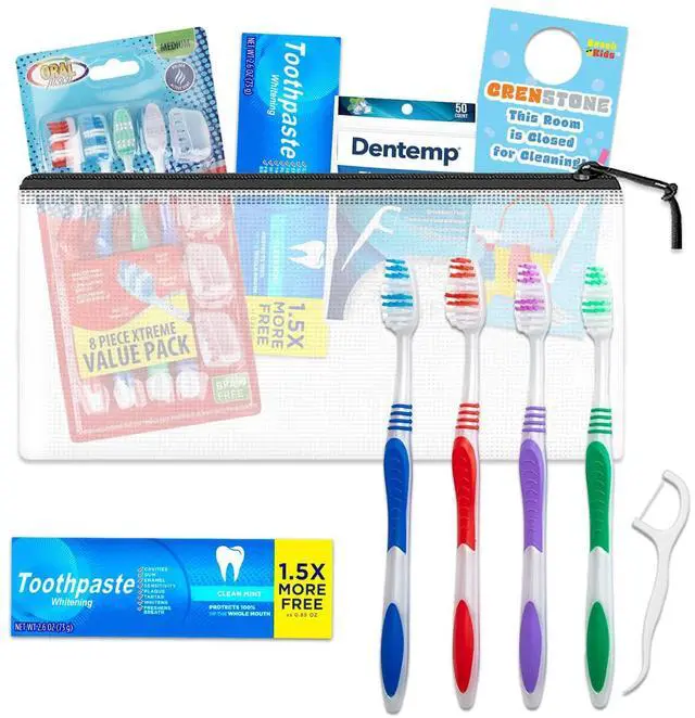 Main image of Oral Care Traveling Kit for Family - Bundle with Travel Toothbrush, Floss, Toothpaste, and More for Kids and Adults | TSA Friendly Toothbrush Set