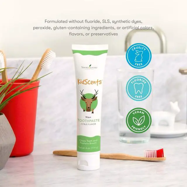 Alt view image 6 of 7 - KidScents Slique Toothpaste by - 4 oz Tube - Gentle Dental Care for Kids - Premium Essential Oils - Citrus-Mint Flavor - Fights Plaque Removes Buildup and Stains - Fluoride and SLS Free