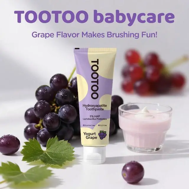 Alt view image 6 of 7 - Fluoride Free Kids Toothpaste Hydroxyapatite Xylitol Grape 4.2oz