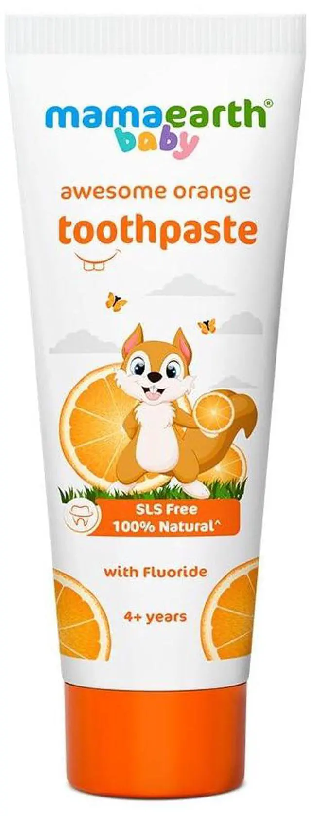 Main image of Natural Orange Kids Toothpaste | Gently Cleanses Teeth & Gums | Fights Cavities & Tooth Decay | with Fluoride & Fruity Flavor | Ideal Age 4+ years | SLS-Free | 1.76 Oz/50g