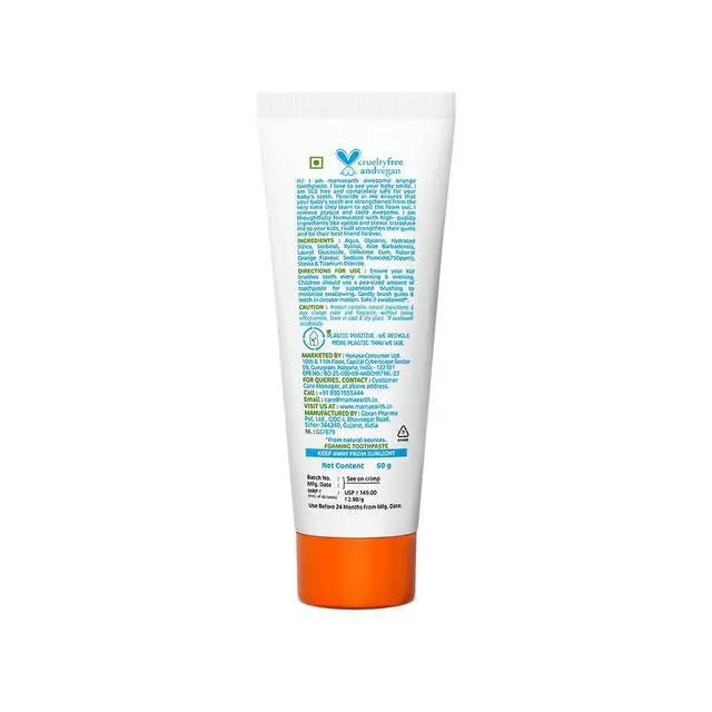 Alt view image 6 of 6 - Natural Orange Kids Toothpaste | Gently Cleanses Teeth & Gums | Fights Cavities & Tooth Decay | with Fluoride & Fruity Flavor | Ideal Age 4+ years | SLS-Free | 1.76 Oz/50g