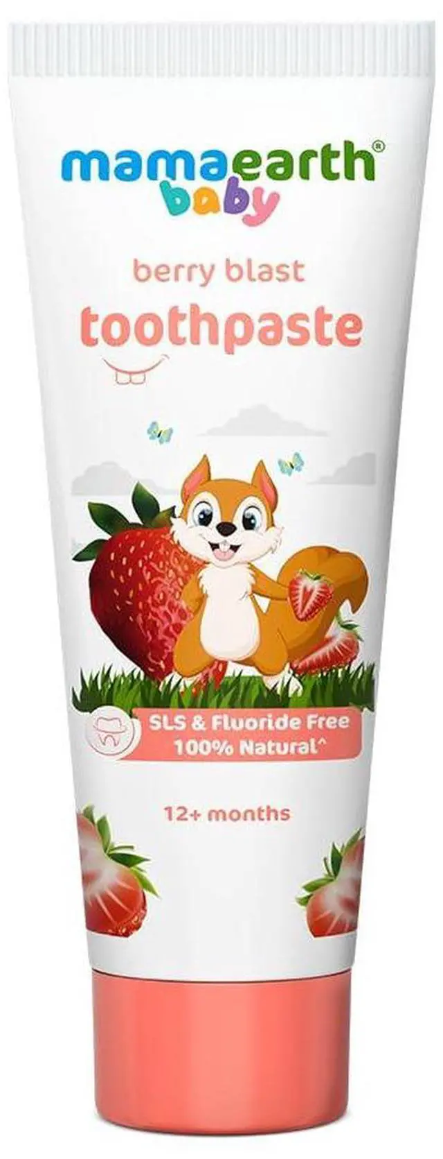 Main image of Natural Strawberry Baby Toothpaste | Gently Cleanses Teeth & Gums | Fights Cavities & Tooth Decay | Fluoride Free | Ideal Age 1 to 4 Years | Safe If Swallowed | 1.76 Oz/50g