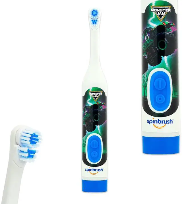Alt view image 2 of 5 - Oral Care Traveling Kit for Kids - Bundle with Grave Digger Electric Toothbrush Plus Stickers and More for Boys, Toddlers | Monster Jam Toothbrush Set