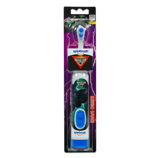 Alt view image 3 of 5 - Oral Care Traveling Kit for Kids - Bundle with Grave Digger Electric Toothbrush Plus Stickers and More for Boys, Toddlers | Monster Jam Toothbrush Set