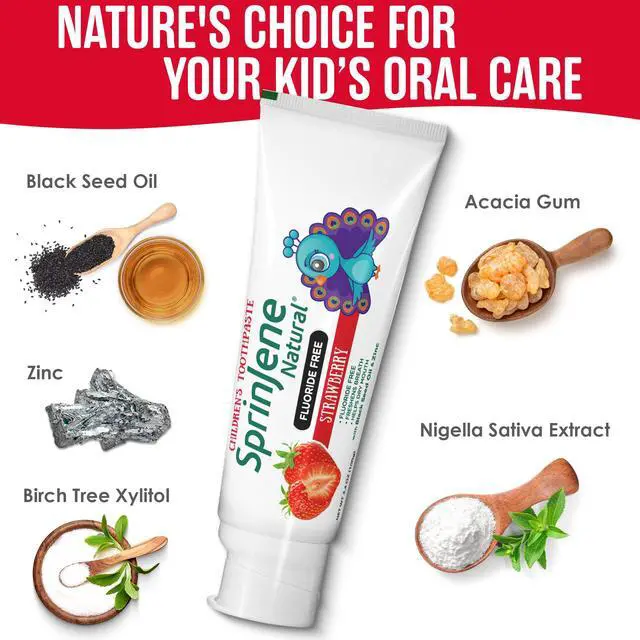 Alt view image 3 of 7 - Natural Childrens Toothpaste Fluoride Free Strawberry Toothpaste for Toddlers & Kids Gentle Safe Natural Formula with Patented Black Seed Oil & Zinc Made in the USA (1 Pack)